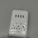 KMC 3-Outlet Wall Mount Surge Protector, 900 Joules, 4 USB 4.8 AMP USB Charging Ports, Phone Holder Cradle for Home, School or Office, ETL Certified (1 PACK)