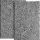 LuxUrux Bathroom Rugs Sets 2 Piece - Plush Bath Mat Set Quick-Dry Soft Chenille Bathroom Mat with Rubber Backing, Absorbant Bathroom Rug Set, Washable.(17 x 24, Light Grey)
