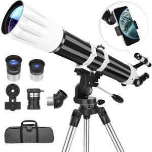 Hawkko Telescope, 90mm Aperture 900mm Astronomical Refractor Telescope for Adults High Powered - Multi-Coated Professional Telescopes for Astronomy Beginners with AZ Mount, Carry Bag, Phone Adapter
