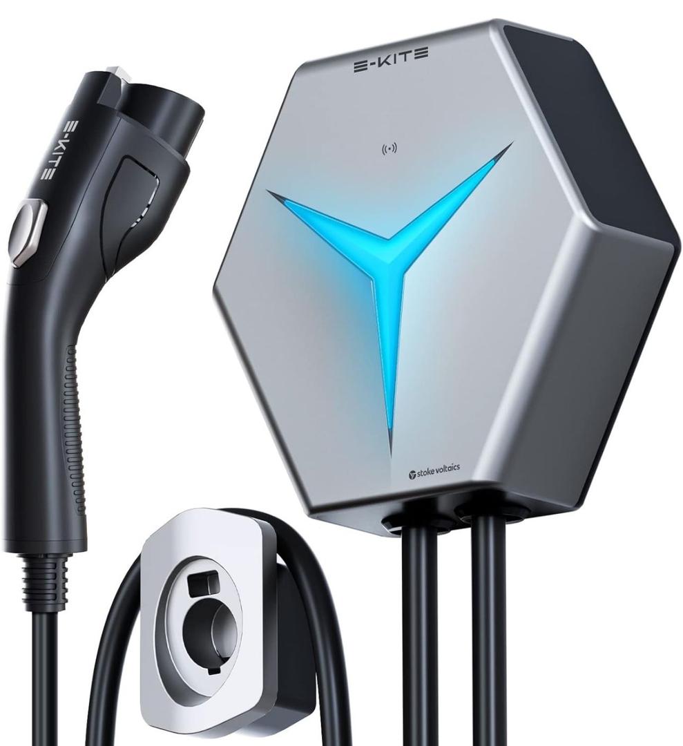 STOKE VOLTAICS Level 2 EV Charger, 32 Amp 240V Electric Vehicle Charging Stations, IP66 Water-Proof EV Charging Station, E-Kite 26-Foot Cable for Indoor/Outdoor Use (NEMA 14-50 Plug)