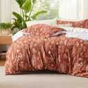 Bedsure Twin/Twin XL Duvet Cover - Reversible Terracotta Duvet Cover Set with Zipper Closure, 2 Pieces Cute Floral Botanical Pattern Bedding Set with 8 Corner Ties and 1 Pillow Sham