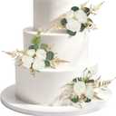 3PCS Ivory Cake Flowers Wedding Cake Topper Flowers for Cake Decorating Floral Cake Decorations for Wedding Anniversary Birthday Party Home Decor (Ivory White), Length: 13cm, Width: 5.42cm