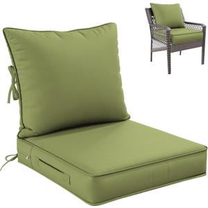 Premium Outdoor Seat Cushion Chair Cushions for Patio Furniture 22 L X 24 W X 5 H Waterproof & Fade Resistant Deep Seat and Backrest Cushion Set with Removable Covers for Chair, Sofa