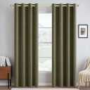 MIULEE Linen Texture Curtains for Bedroom Solid 100% Blackout Thermal Insulated Light Olive Green Curtains Grommet Room Darkening Drapes for Living Room Nursery 52x96 Inch (2 Panels)