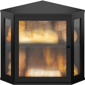 Corner Bread box for Kitchen Countertop,Farmhouse Acrylic Wavy Door Panel Food Storage Large White Bread box Container (Meduim, Black)