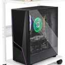 PC Stand Computer Tower Stand 2-Tier Metal CPU Holder with Locking Caster Wheels Suitable for Most PC (S,White)