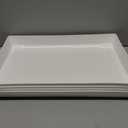 US Acrylic White Plastic Serving Trays (Set of 4) 15” x 10” | Large Unbreakable Reusable Rectangular Party Platters | Serve Appetizers, Fruit, Veggies, & Desserts | BPA-Free & Made in USA