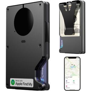 Air Wallet, Built-in Tracker Slim Wallet, Smart Wallet with Money Clip, Compatible with FindMy Network(iOS Only), Anti-Theft Card Holder, *Gift for Men (Tracker Wallet, Black)