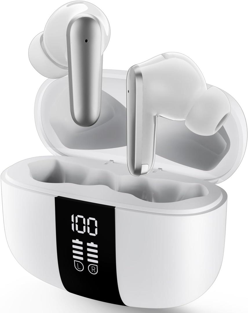 2 x Studio-Quality Wireless Ear Buds with Deep Bass & Enhanced Audio Clarity, Bluetooth 5.4, 10-Year Lifespan Earbuds, ENC Noise Cancelling Calls, Secure Fit Memory Foam Tips, IPX6 Waterproof (White) 2 x Studio-Quality Wireless Ear Buds with Deep Bass & Enhanced Audio Clarity, Bluetooth 5.4, 10-Year Lifespan Earbuds, ENC Noise Cancelling Calls, Secure Fit Memory Foam Tips, IPX6 Waterproof (White)