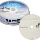 10 Pack Smartbuy 2X 25GB Blue Blu-ray BD-RE Rewritable Branded Logo Blank Bluray Disc