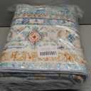 Boho Area Rugs 5x7 Washable Non-Slip,5 by 7 Low-Pile Retro Vintage Oriental Inspired Persian Style Bohemian Rug with Rubber Backing,Blue Carpet for Living Room,Bedroom,Dining Room Under Table,Office (Azure Ember)