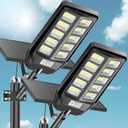 VOOJOY 8500W Solar Lights Outdoor Waterproof, 7000K Dusk to Dawn Solar Street Lights Outdoor Motion Sensor with Remote, LED Security Flood Light for Outside, Parking Lot, Yard, Garden, Garage, 2 Pack