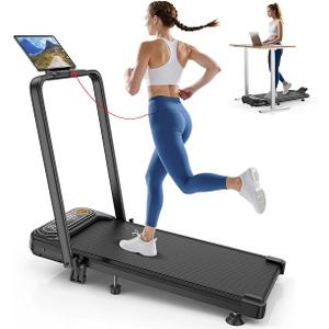 Foldable Treadmill with 10% Incline, Upgrade 3.5HP Low Noise Walking Pad Treadmill with Handle Bar, Trisomy 4 in 1 Portable Under Desk Treadmills for Home/Office, 350Lbs Capacity, APP & Remote Control