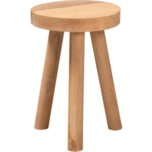 bali & pari Terah Mid-Century Modern Natural Finsihed Solid Teak Wood Ottoman/Footstool