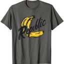 Funnyland Republic of Banana Artistic Grey Cotton T-Shirt, Small, Short Sleeve, Round Neck, Classic Fit, Unisex-Kids