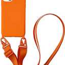 Compatible with iPhone 14 Pro,Crossbody Phone Case with Lanyard Cute Soft Silicone Case with Adjustable Shoulder Strap Shockproof Protector Compatible with Women Girls Orange