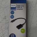 Philips USB C Male to USB A Female Adapter, 15W 6 inch Type A, 3.0 Adapter Port, Compatible with MacBook Pro/Air, iPhone 16 Pro/Max, Samsung Galaxy S24/S23/S22, 5 Gbps Transfer Speed, Black, SWU7113A/27