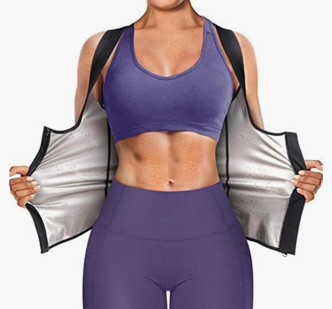 Junlan Sauna Suit for Women Waist Trainer Vest for Women Sweat Tank Top Shaper for Women with Zipper Black XXL