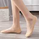 KEEYOYOBE No Show Socks for Women, Ice Silk and Cotton Blend, Non-Slip Silicone, Multi-Color (US, Numeric, 5, 8, Regular, Regular, 6, Nude)