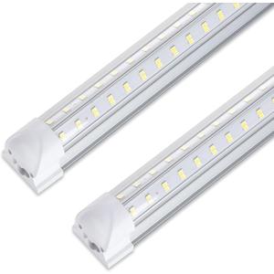 3FT LED Shop Light, 36W 5000lm Super Bright 6500K, Clear Cover, V-Shape, T8 LED Fixture, Linkable Shop Lights for Garage, Workbench, Workshop (2 Pack)