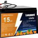 Lithium Battery 12V 15Ah LiFePO4 Battery 4000+ Deep Cycle Rechargeable Batteries With Charger for Trolling Motor/Golf Cart/Solar and Wind Power,UPS/RV Battery,Lighting,Fish Finder