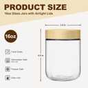 4 Pack 16oz Glass Jars with Bamboo Lids, Overnight Oats Containers with Airtight Lids, Storage Containers Wide Mouth Mason jars for Salad,Yogurt, Sugar, Snacks, Spices