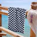 Jacquotha Navy Blue Hand Towels 4 Pack, Cotton Decorative Bathroom Hand Towels & Checkered Kitchen Decor, 13" x 29"
