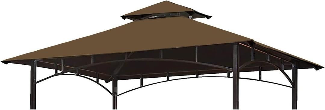 Grill Gazebo Replacement Canopy Top - Wonwon 5x8 Gazebo Roof Double Tiered Outdoor BBQ Roof Cover Grill Shelter Only Fit for Model L-GG001PST-F (Brown)
