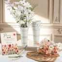 LEIFIDE Flower Bar Buckets Set Kit Bloom Bar Supplies Include Wood Sign Gift Bags Iron Bucket Garden Flower Shears for Wedding Bridal Shower Graduation Birthday Table Centerpieces(39 Pcs,White)