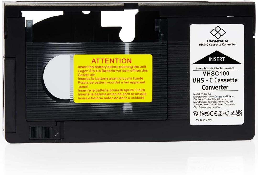 Cassette Adapter for Camcorders SVHS VHS-C to VHS, Compatible 12mm Tapes, Motorized VHSC Cassette Converter (Not Compatible with 8mm / MiniDV / Hi8)