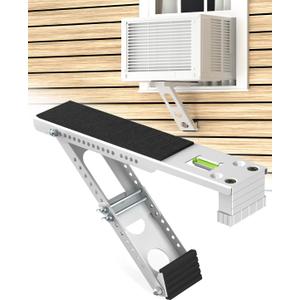 Window Air Conditioner Support Bracket: Adjustable Anti-Slip Shock-Absorbing Mat Windows Safe Bracket Built-in Bubble Level - 12000 to 24000 BTU AC Units Window Mount Bracket Up to 165 lbs