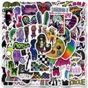 65pcs Scene Stickers Pack, Aesthetic Vinyl Waterproof Cute Cartoon Stickers Bulk for Scrapbook Laptop Luggage Water Bottle Tooth Shaped Graphics Decals for DIY Decor