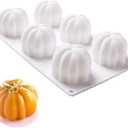 EchoDone Pumpkin Silicone Mold 6 Cavities Cupcake Baking Pan Mousse Tray Molds Kitchen Cake Decoration Fondant Mold for Halloween
