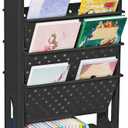 5 Tier Rolling Utility Cart Multi-Functional Movable Storage Book Shelves with Lockable Casters for Study Office Kitchen Classroom, Black