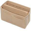 Purse Organizer Insert with Zipper Felt Bag Organizer Handbag Organizer Insert Bag in Bag Organizer with Key Chain for Tote Purse Bag Beige Small