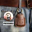 Fits The Remote for Cadillac Key fob Cover Perfectly, Compatible with 2015-2020 CT4 CT5 CT6 XT4 XT5 XT6 ATS CTS SRX XTS 5 Button Key Fob Chain Case Shell/Brown