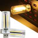 2 PCS Car Lights Interior, Plug-in Retro Car Atmosphere Lamp with Touch Dimmable, Portable Mini Glass Bottle LED Bulb Night Lights for Vehicle Hallway Camping Halloween Decoration (yellow)