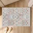 Floral Door Mat Boho Wildflowers Botanical Front Door Mat Outside Entrance Rustic Nature Plant Welcome Entryway Rug Vintage Outdoor Rug Muddy Mats Indoor Kitchen Mats for Floor 36"x24" (Red Brown)