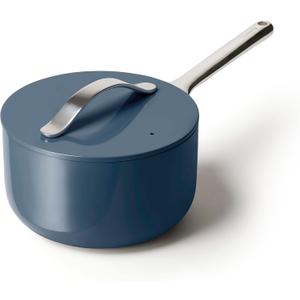 Caraway Nonstick Ceramic Sauce Pan with Lid (3 qt) - Non Toxic, PTFE & PFOA Free - Oven Safe & Compatible with All Stovetops (Gas, Electric & Induction) - Navy