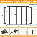 36" H x 48" W Aluminum Deck Gate, Outdoor Deck Gate with Hinges and Latch