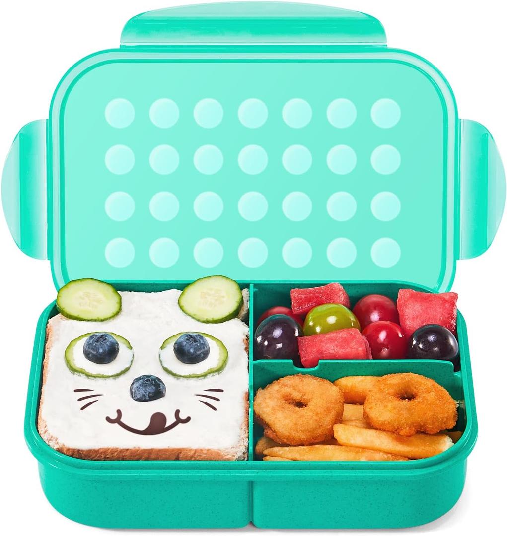 MISS BIG Bento Box for Kids, Leakproof Lunch Box, No BPAs & Chemical Dyes, M/W, D/W & Fridge Safe (1150ml Green)