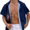 Lzzidou 4th of July Shirts for Men Patriotic American Flag Shirts USA Memorial Day Shirt (Small)