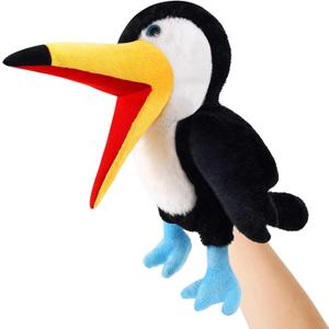 Animal Hand Puppets 11 Inch Bird Plush Toucan Owl Eagle Parrot Flamingo Peacock Puppet Toys Role-Play Puppets for Kids Storytelling Imaginative Pretend Play Teaching Preschool(Toucan)