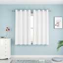 UPOPO White Curtains Privacy Curtains 63 inches Long Kitchen Semi Sheer Drapes Living Room Bedroom Linen Textured Basement Window Curtain 2 Panels Grommet Top
