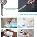 GwernKB Handheld Shower Head with On Off Switch 8-Mode High Pressure Showerhead with 79 Inches Extra-long Stainless Steel Hose and Bracket PLUS Extra Low-Reach Adhesive Wall Mount for Kids,Silver