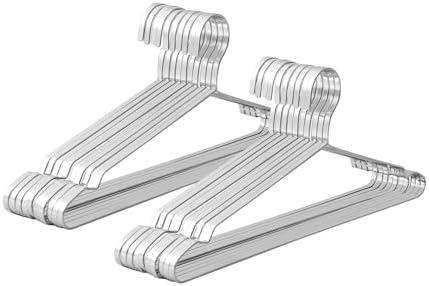20 Pack Heavy Duty Extra Wide Stainless Steel Coats Hangers, 17.7" Strong Durable Metal Hanger for Heavy Garments, Sturdy Metal Rack for Shirts Jackets Trousers Pants Slack, Silver