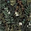 Amiya Black Fern Contact Paper Botanical Forest Wallpaper Peel and Stick Vintage Floral Shelf Liner Self Adhesive Removable Floral for Home Decor17.3X120