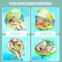 Mambobaby Baby Pool Float with Canopy, Non-Inflatable Infant Swim Float with Safe Seat and Tail Support for 3-24 Months, UPF 50+ Sun Protection