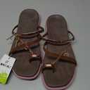 ONCAI Women's Flat Sandals Toe-loop Strappy Square Open Toe Slip on Fashion Dressy Slide Sandal for Woman 2026 Brown/Pink Size 9 Summer Beach Casual Comfort Lightweight Outdoor Sole Slides Shoes