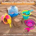 JOYIN Foldable Beach Bucket Set - 3 Packs Collapsible Toy Buckets with Shovels and Mesh Backpack for Kids Toddlers Party, Camping Gear, Travelling, Fishing Water Pail (Pink/Purple/Green)
